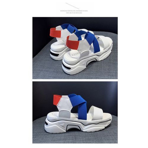 Ladies Newest Flat Fancy Slippers Women Fashion Slope Heel Slippers Casual Slippers Sandals Fish Mouth-Blue
