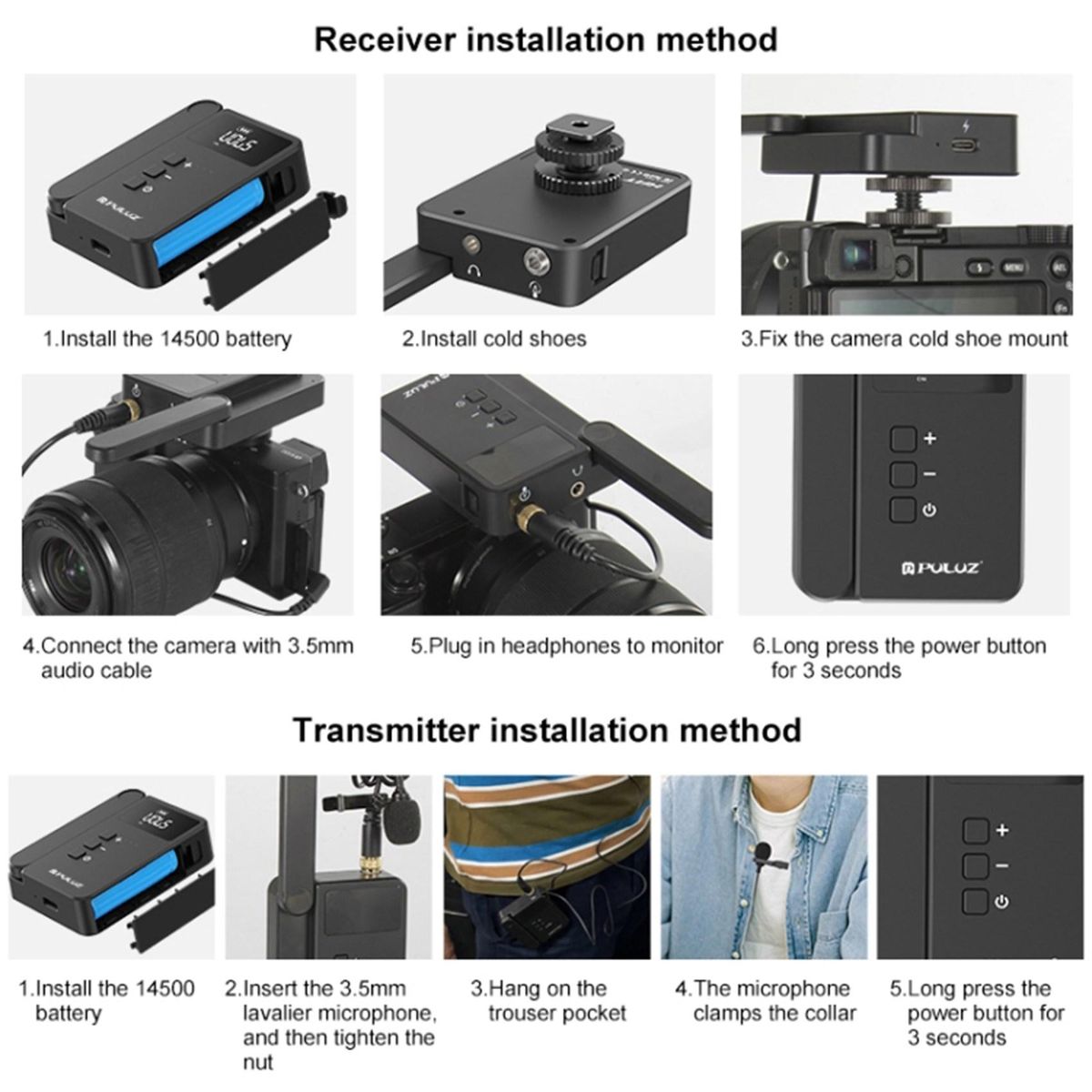 PULUZ Dual-Channel Wireless Microphone