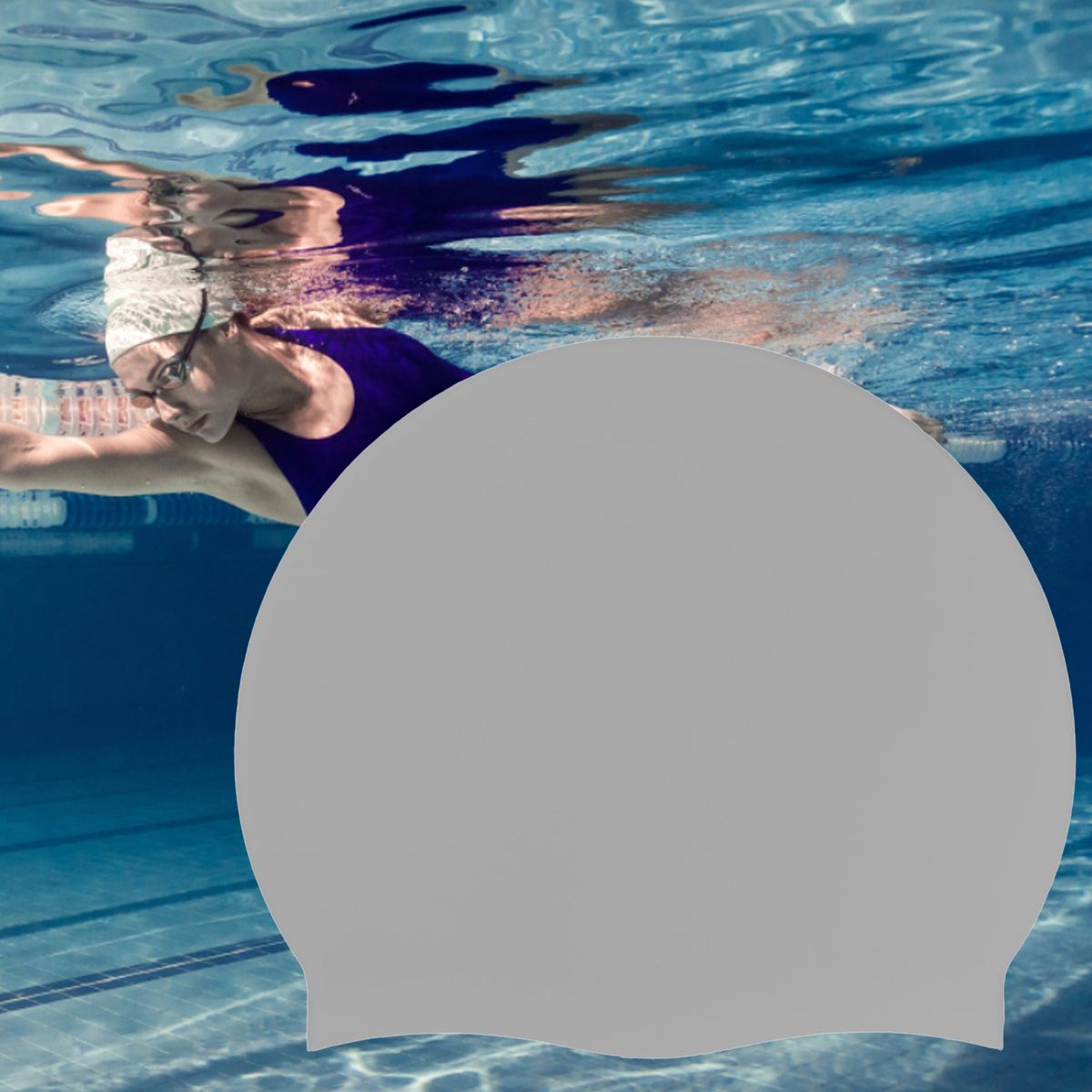 Swim Hat Silicone Women Men Diving Hat Grey