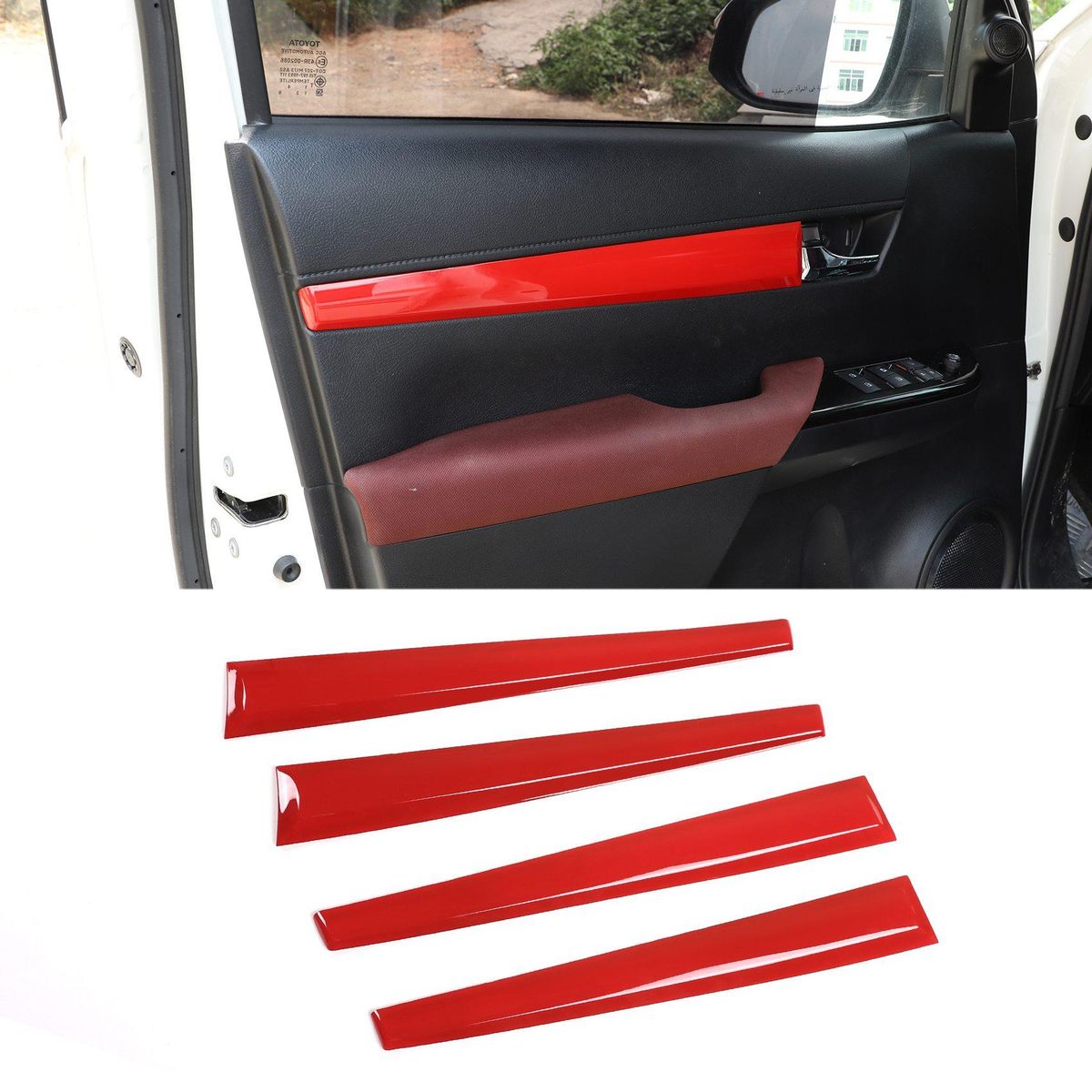 For Toyota Hilux 2015-2021 Car Inner Door Panel Cover Trim Car Styling Red