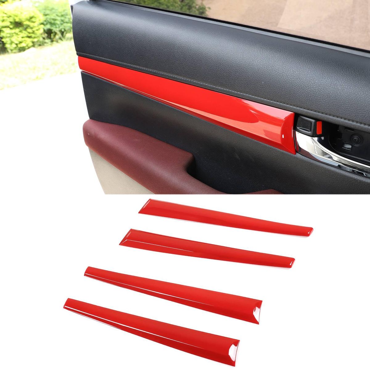 For Toyota Hilux 2015-2021 Car Inner Door Panel Cover Trim Car Styling Red