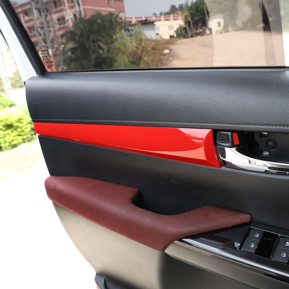 For Toyota Hilux 2015-2021 Car Inner Door Panel Cover Trim Car Styling Red