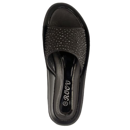 Frances Comfort Slippers With Top Studs - Black
