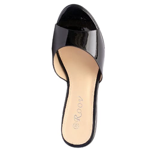 Clementine Patent Leather 4" Heel Stilleto Slipper - Black