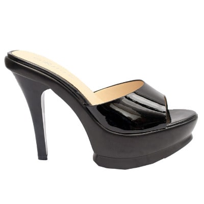Clementine Patent Leather 4" Heel Stilleto Slipper - Black
