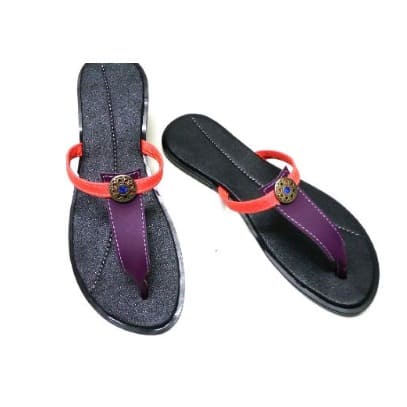 Women's Giselle Two Tone Flat Leather Slippers