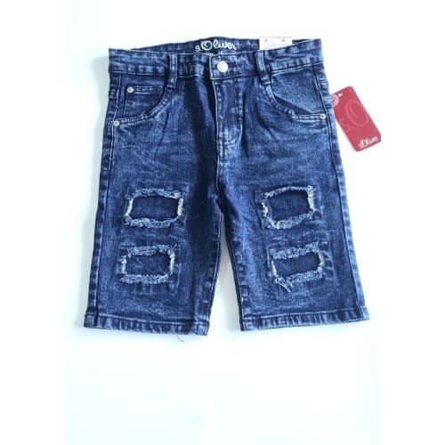 Boys Distressed Stone Wash Jeans Short - Blue