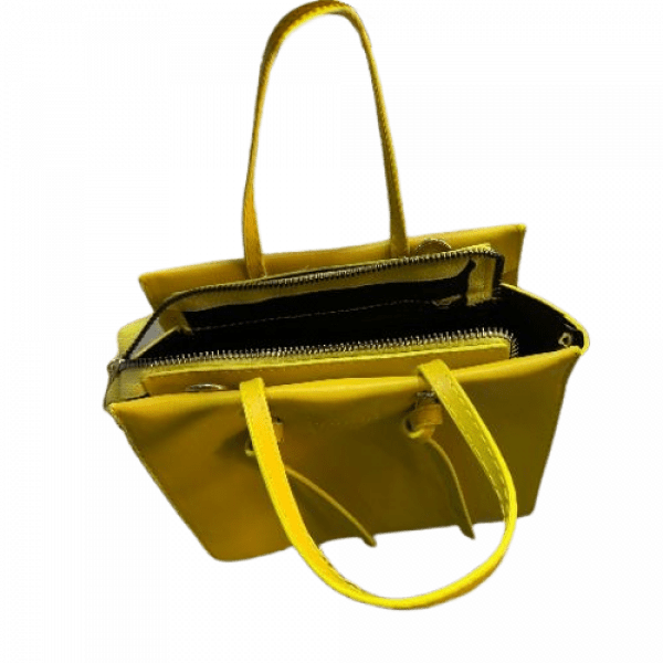Women's Pure Leather Hand Bag- Yellow