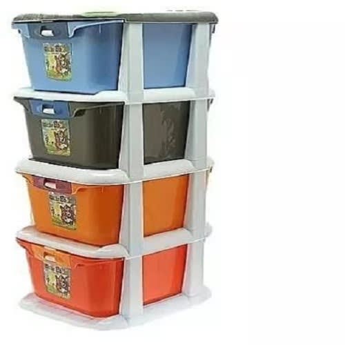 4-tier Plastic Storage Cabinet - Multicolour