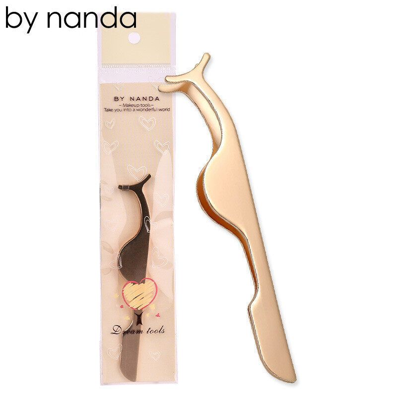 By Nanda Stainless Steel False Eyelashes Curler Extension Lash Mascara Applicator Remover Tweezers Clip Makeup Cosmetic Tool