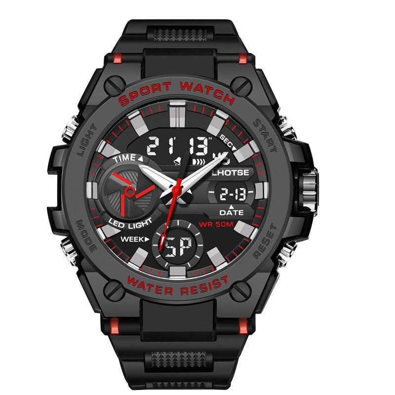 LHOTSE Dual Time Analog Led Waterproof Sports Men Wristwatch