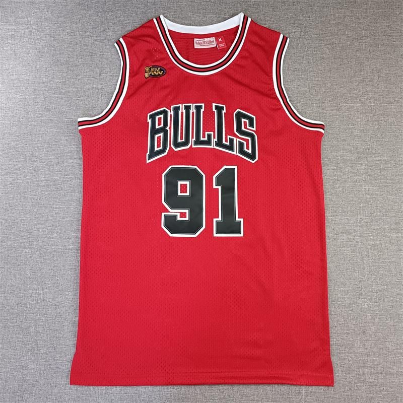 Rodman Bulls jersey number 91 red breathable quick-drying vest