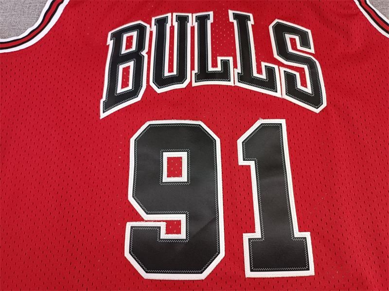 Rodman Bulls jersey number 91 red breathable quick-drying vest