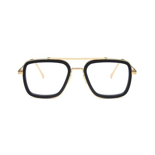 Square Sunglasses Fashion Mens Anti-UV Glasses Gold Frame White Lens