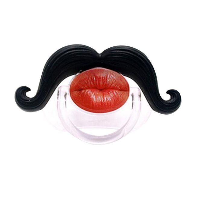 Baby Silicone Pacifier Funny Rabbit Teeth Beard-red-