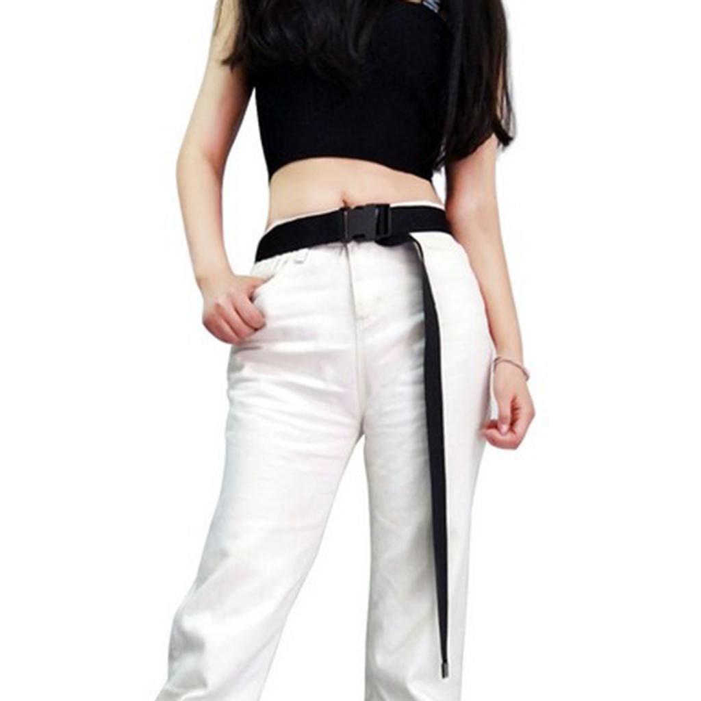 Canvas Webbing Belt Sports Long Web Belt Trouser Jeans Black