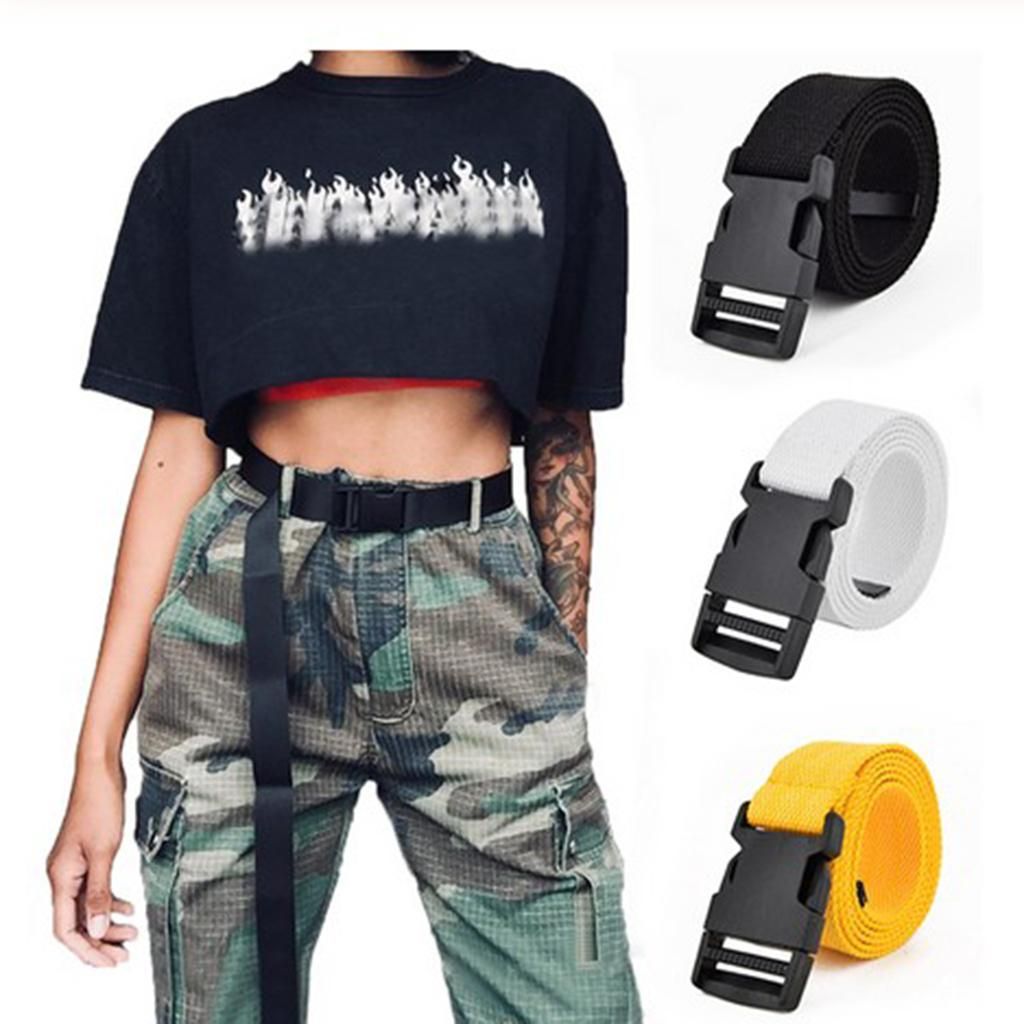 Canvas Webbing Belt Sports Long Web Belt Trouser Jeans Black