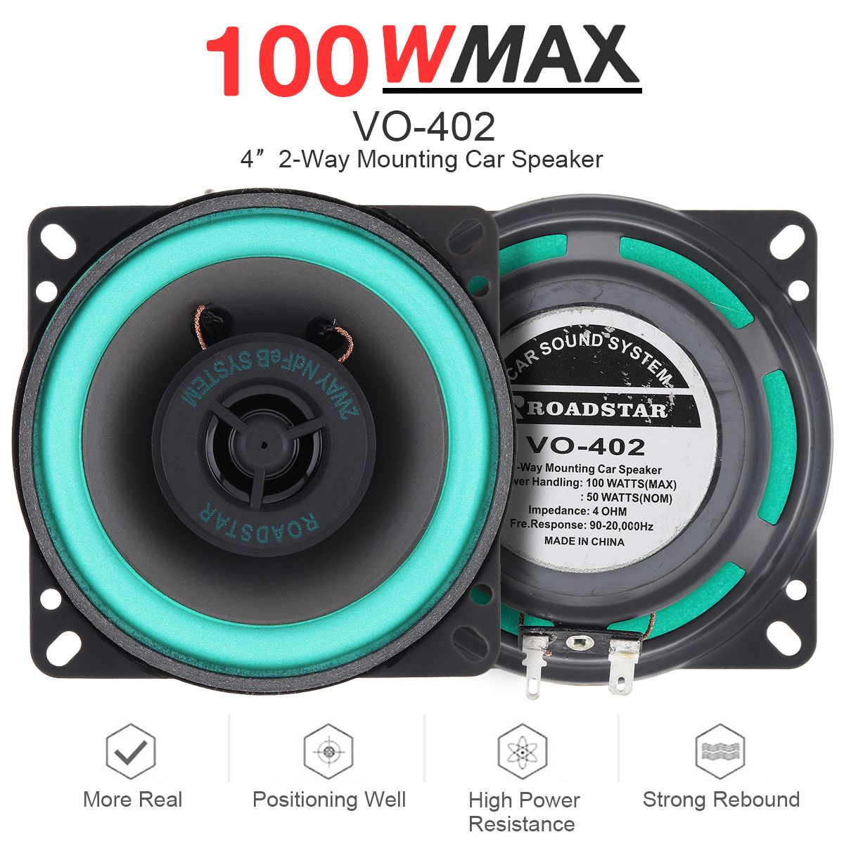 4/5/6.5 Inch 100W Car HiFi Coaxial Speaker Vehicle Door