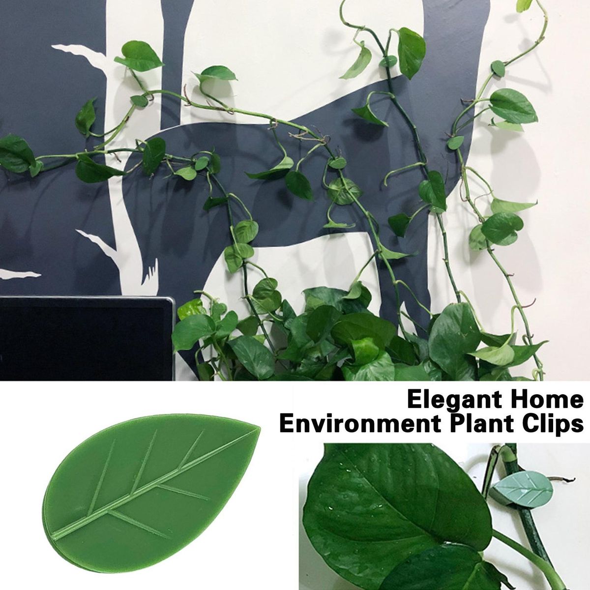 10pcs Adhesive Wall Clips for Plant Climbing Indooroutdoor Vine Green