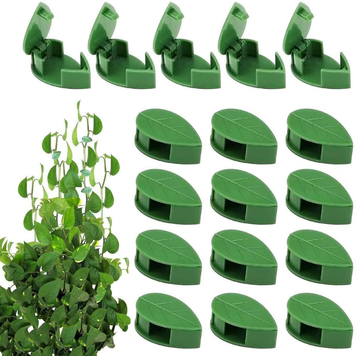 10pcs Adhesive Wall Clips for Plant Climbing Indooroutdoor Vine Green