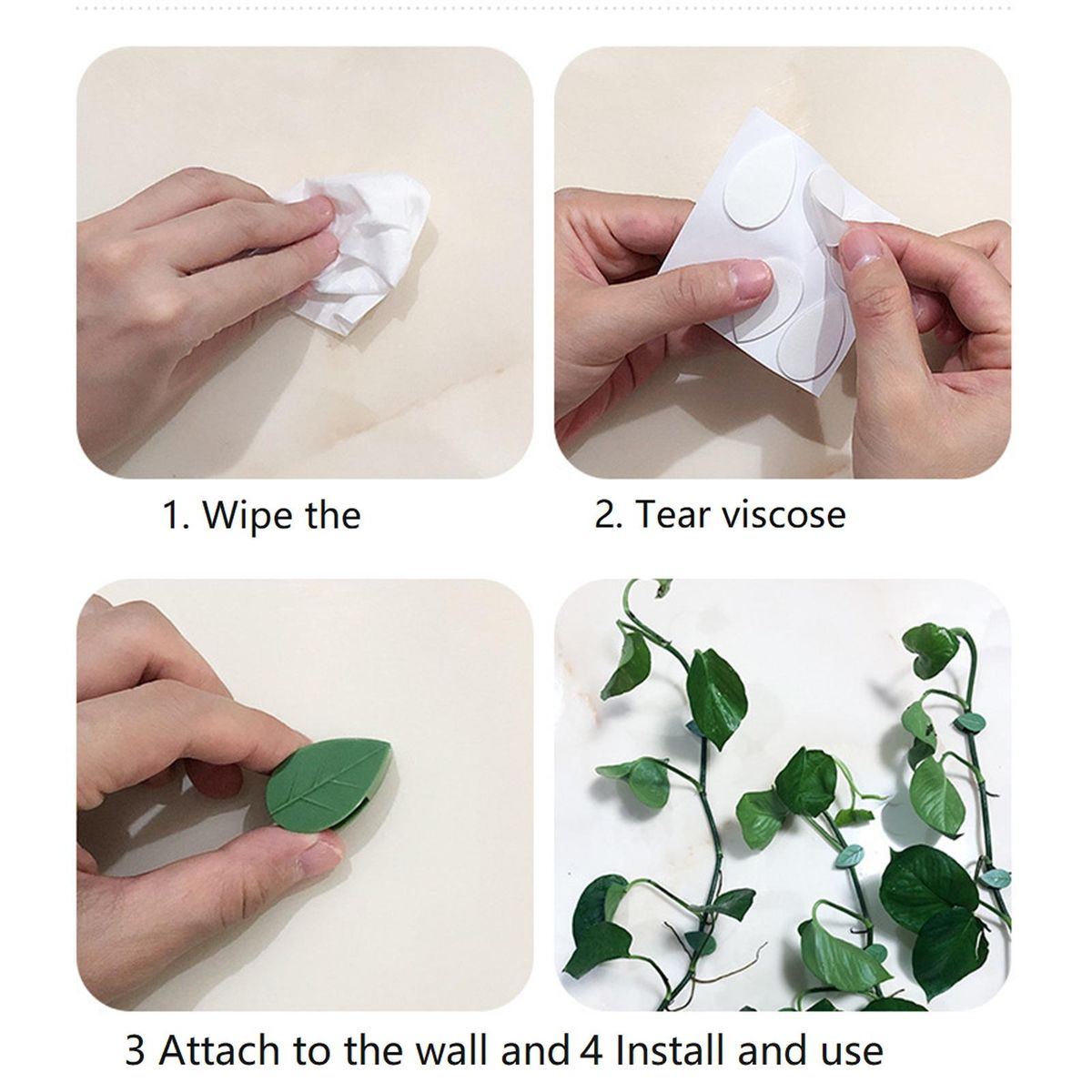 10pcs Adhesive Wall Clips for Plant Climbing Indooroutdoor Vine Green