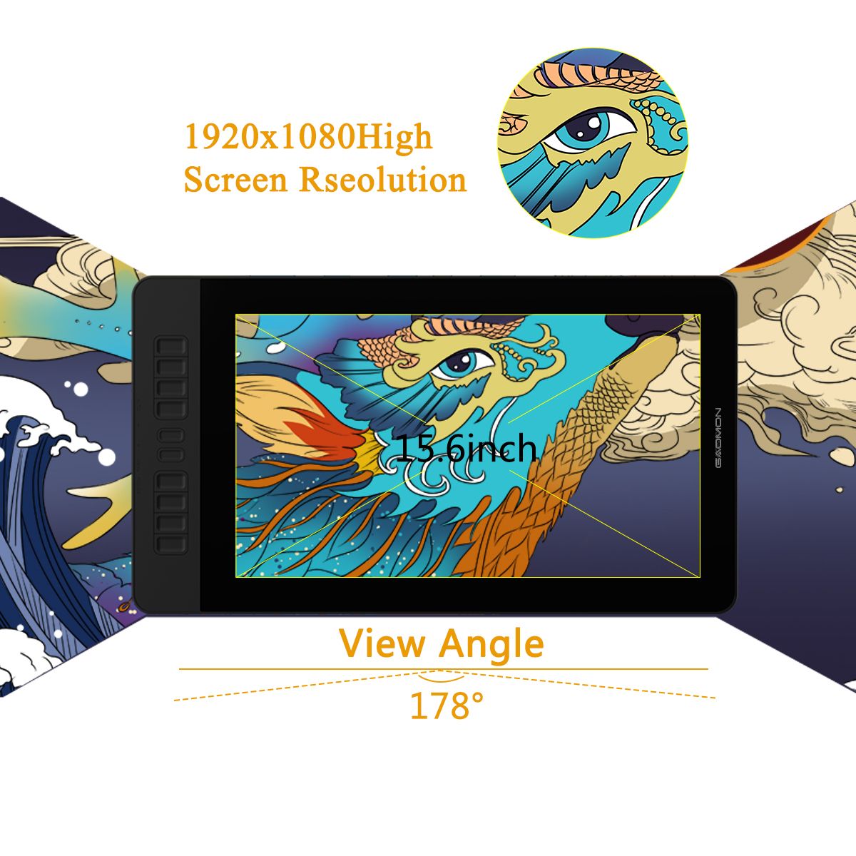 【Local Shipping& Fast Delivery】GAOMON PD1561 15.6" 72% NTSC Graphics Tablet Monitor & Keys