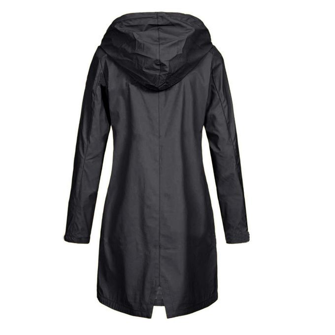Women Jacket Waterproof Windproof Raincoat For Outdoor 4XL Black