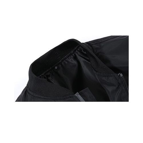 Men Bomber Jacket With Patches Thin Casual Coat - Black
