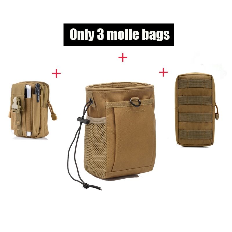 Tactical Belt Molle War Battle Ary Equipment Nylon Girdle Adjustable   Waistband Waist Support Working Hunting Belt-Khaki-3bag