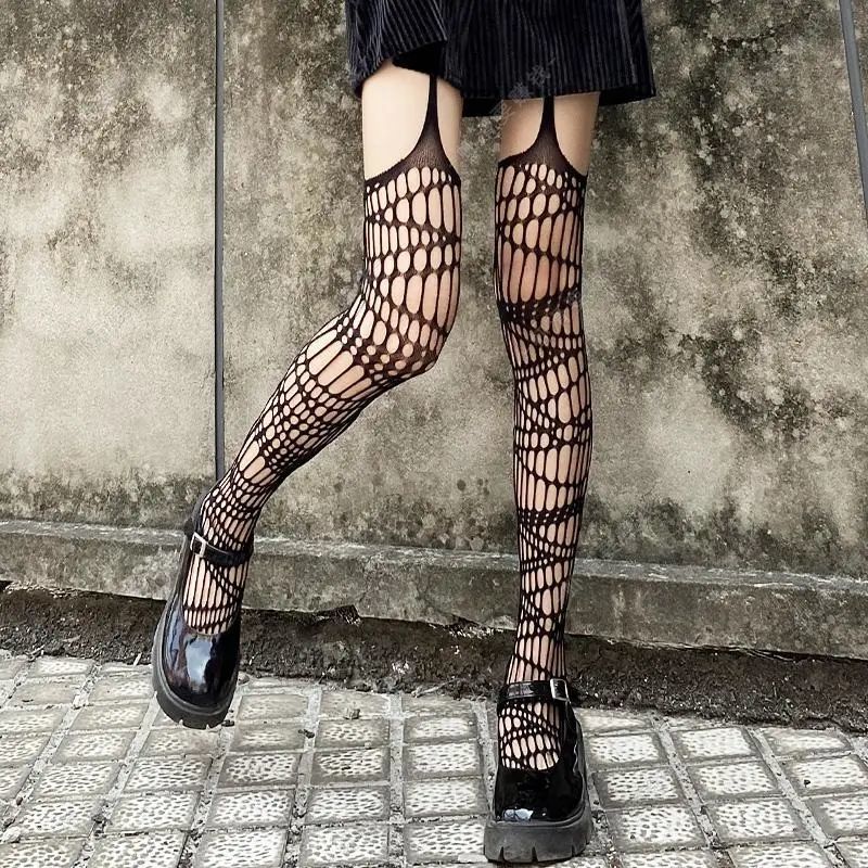 Sexy Hollow Out Fishnet Stockings Pantyhose Black High Waist Stocking 7533
