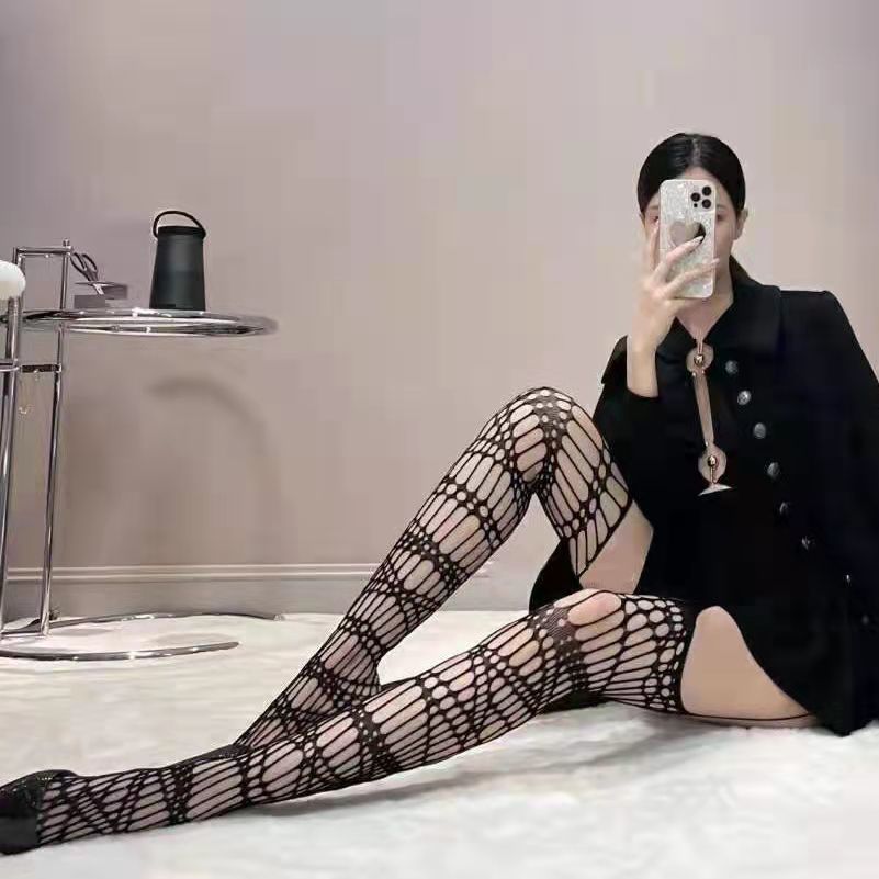 Sexy Hollow Out Fishnet Stockings Pantyhose Black High Waist Stocking 7533