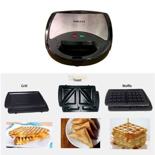 Sokany 3 In 1 - Toaster, Waffle Maker, Grill - KJ-302