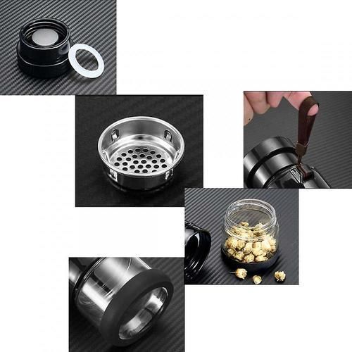 Portable Tea Tumbler Water Bottle 400ml With Removable Tea/fruit Infuser And Tea Storage Compartment(Black)
