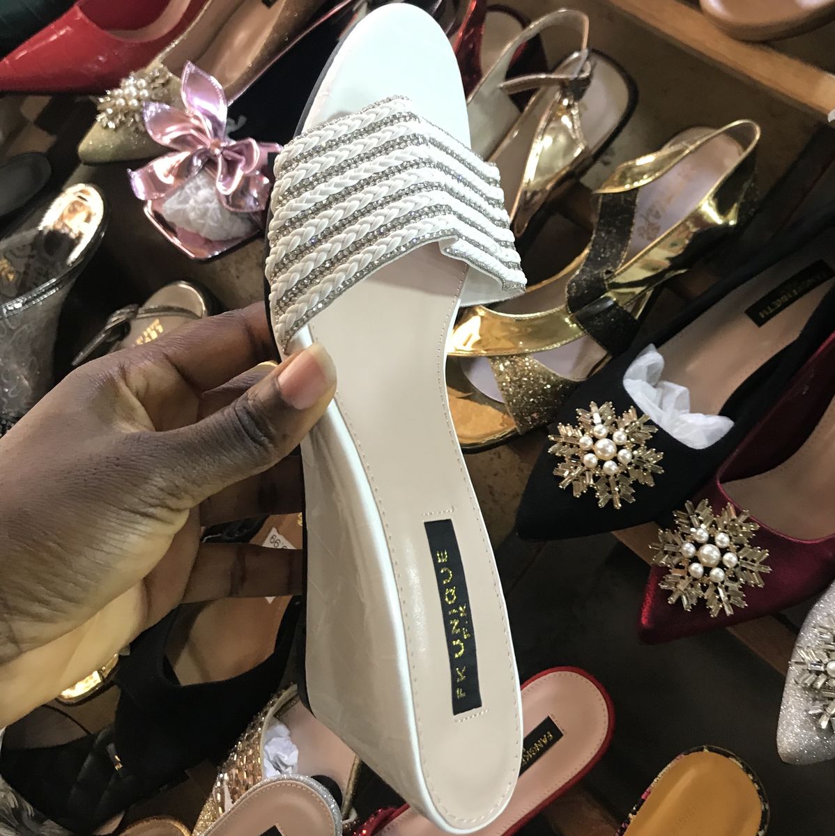 Ladies Simple Comfy Wedge Slippers -White