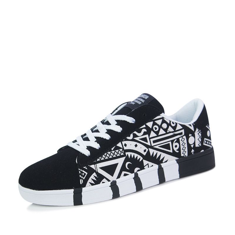 Mens Multicolor Sneakers Lace-up Canvas Shoes-Black