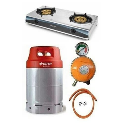 Cepsa Gas Cylinder 12.5kg + Gas Cooker, Amcool Metered Regulator, Hose & Clips