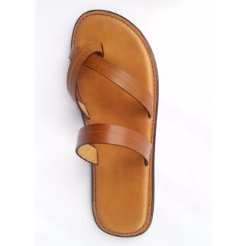 Men's Leather Slippers - Medium Orange