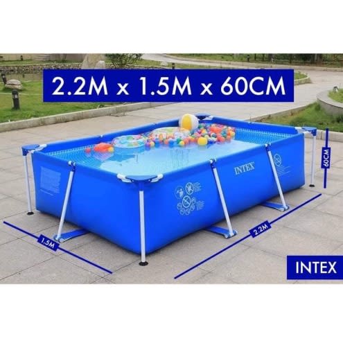 Metal Frame Above Ground Rectangular Pool - Blue