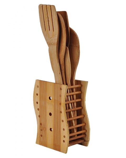 5 Piece Bamboo Kitchen Set - Brown