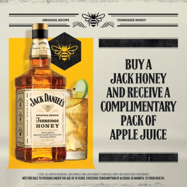 Tennessee Whiskey Honey - 70cl + Complimentary Pack Of Apple Juice