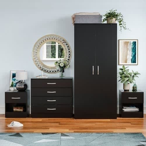 Bedroom Set - 4 Pcs - Black