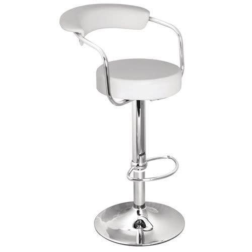Chrome Bar Stool - White