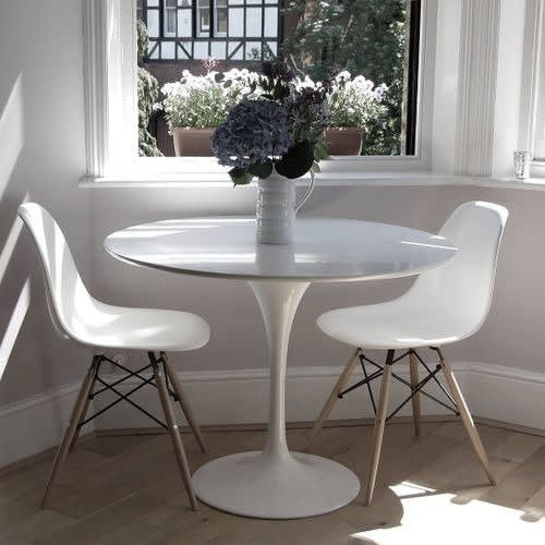 Dining Table With Beechwood Leg + 2chairs - White