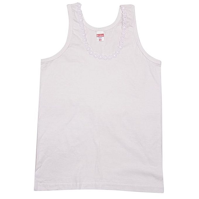 High Quality Vest For Girls - White- 3 In 1 Pack