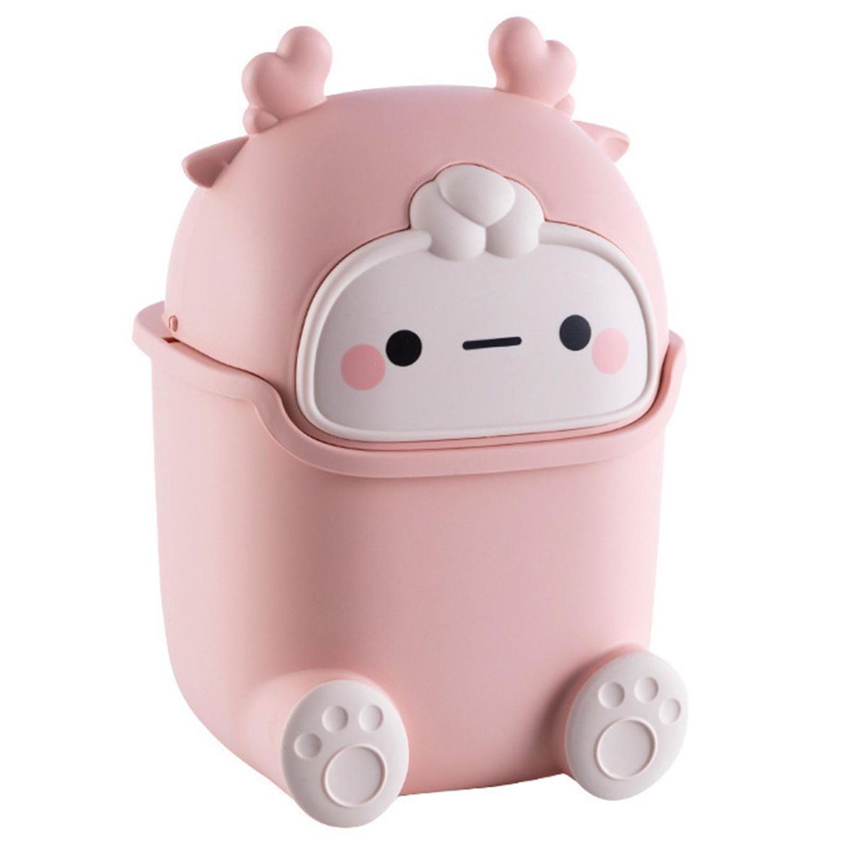 Trash Bin Mini Animal Shape Office Trash Basket Pink