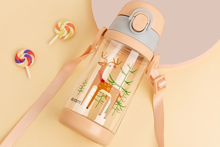 480ml Kids Water Cup Creative Cartoon Animal Baby Feeding Cups Straws Leakproof Water Bottles Outdoor Portable Children's Cups