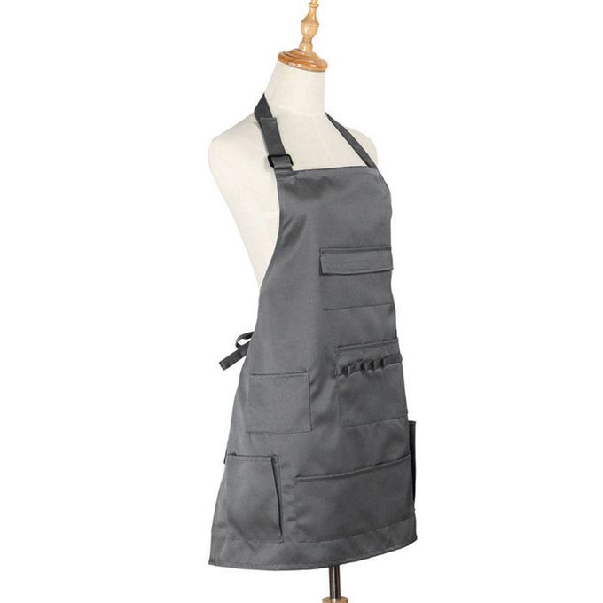 Professional Artist Apron Canvas Long Bib Painting Apron Salon Gray