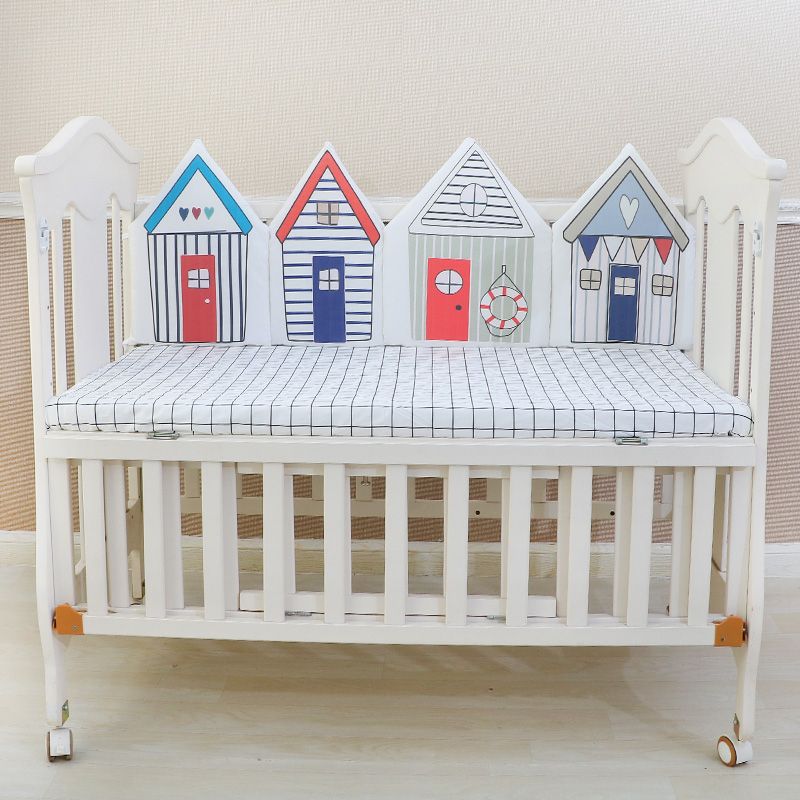 4pcs/2pcs A Set Baby Bed Bumper House Shaped Cute Crib Bed