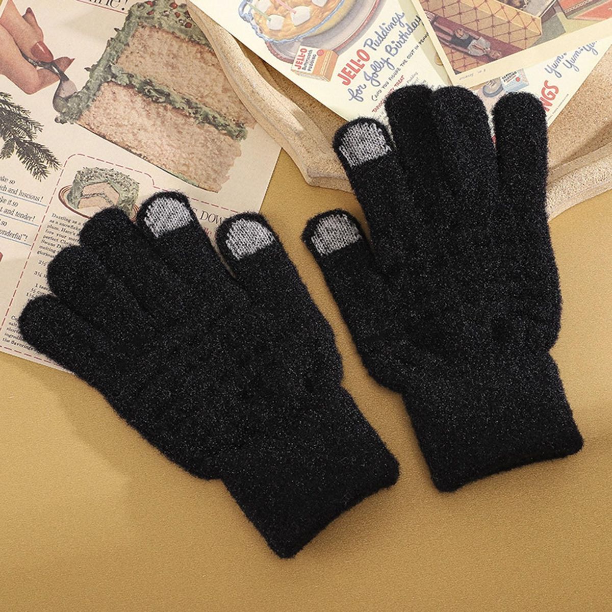1 Pair Bicycle Autumn Winter Men Women Motorcycle Riding Black