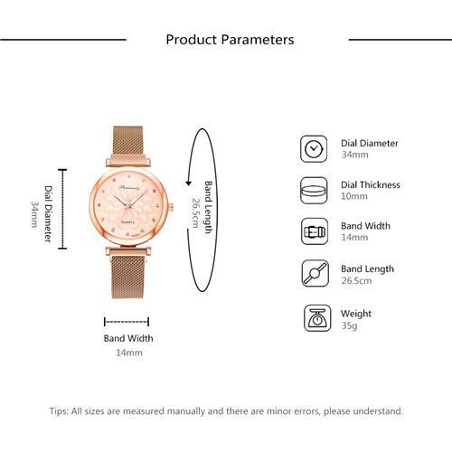 5pcs/set Ladies Fashion Trend Flower Dial Mesh Strap Quartz Watch + Bracelet Set